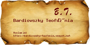 Bardiovszky Teofánia névjegykártya